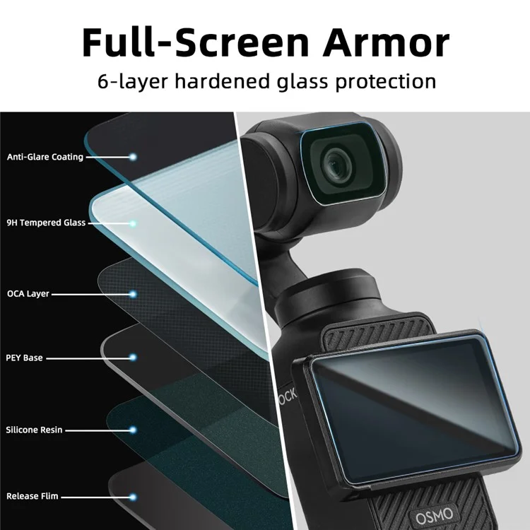 Für DJI Osmo Pocket 3 Displayschutz-Set Objektiv + Display Integrierte Gehärtete Glasfolie
