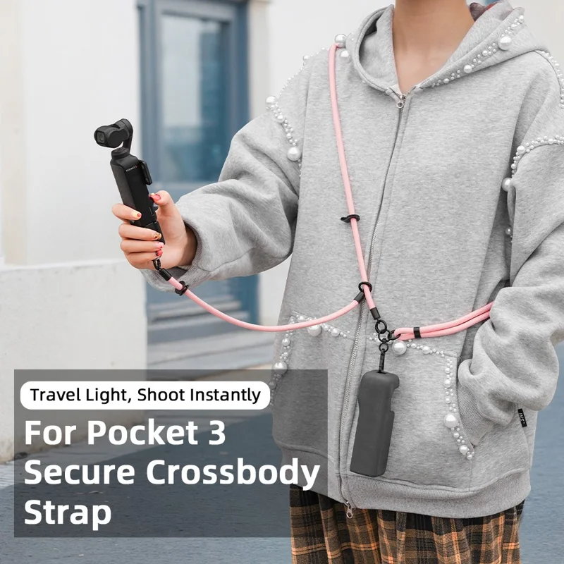 2 pezzi / set per DJI Osmo Pocket 3 Cinghia crossbody regolabile con doppia fibbia e cinturino da polso - Rosa