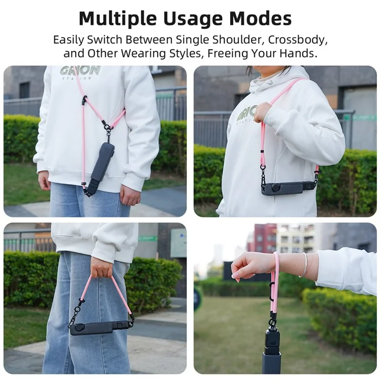 2Pcs / Set For DJI Osmo Pocket 3 Dual Buckle Design Adjustable Crossbody Strap with Wrist Lanyard - Zebra