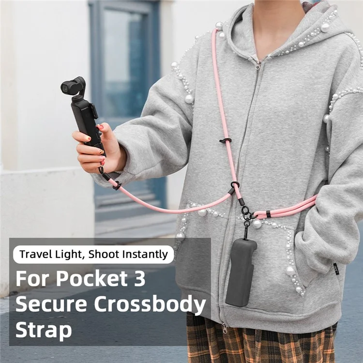 2Pcs / Set For DJI Osmo Pocket 3 Dual Buckle Design Adjustable Crossbody Strap with Wrist Lanyard - Zebra