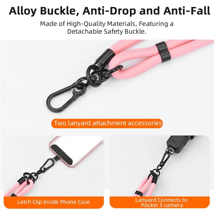 2Pcs / Set For DJI Osmo Pocket 3 Dual Buckle Design Adjustable Crossbody Strap with Wrist Lanyard - Zebra