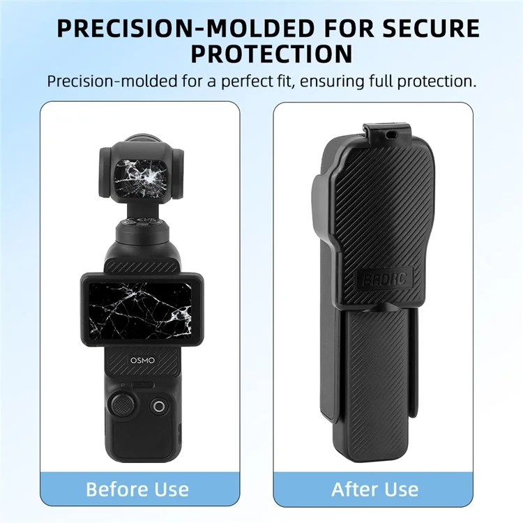 BRDRC для DJI Osmo Pocket 3 Чехол для подвеса с противоударным откидным дизайном и хранением фильтра - Черный