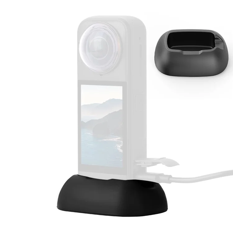FLYMILE Pour Insta360 X5 / X4 Support de Voiture en Silicone Antidérapant avec Base de Montage et Design de Charge Vertical