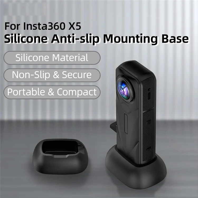 FLYMILE Pour Insta360 X5 / X4 Support de Voiture en Silicone Antidérapant avec Base de Montage et Design de Charge Vertical