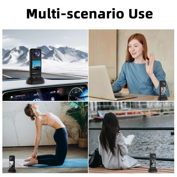 FLYMILE Pour Insta360 X5 / X4 Support de Voiture en Silicone Antidérapant avec Base de Montage et Design de Charge Vertical
