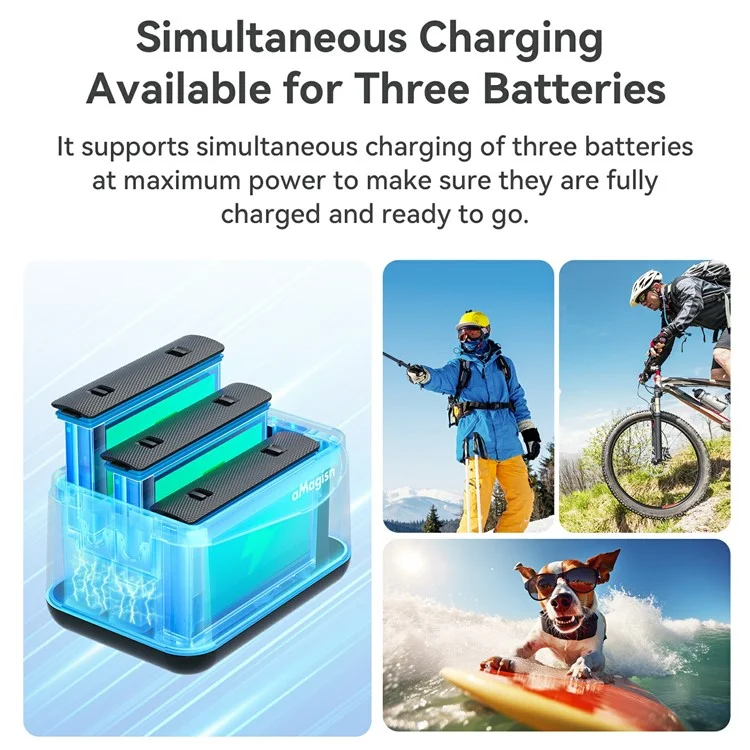Hub de Charge AMAGISN pour Batterie Insta360 X5 - Chargeur 3 Emplacements avec Stockage Portable