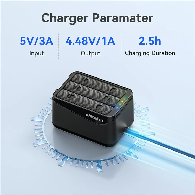 Hub de Charge AMAGISN pour Batterie Insta360 X5 - Chargeur 3 Emplacements avec Stockage Portable