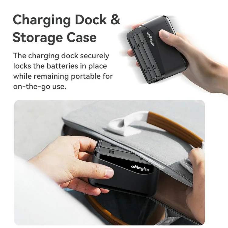 Hub de Charge AMAGISN pour Batterie Insta360 X5 - Chargeur 3 Emplacements avec Stockage Portable