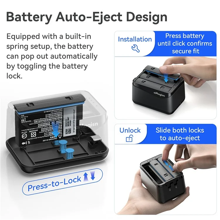Hub de Charge AMAGISN pour Batterie Insta360 X5 - Chargeur 3 Emplacements avec Stockage Portable