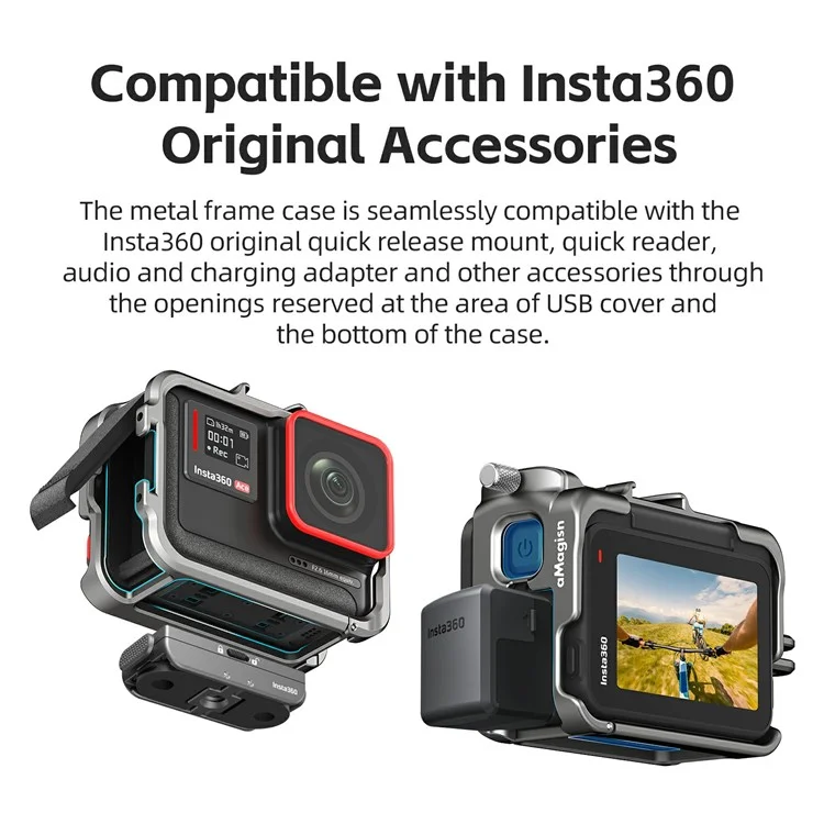 AMAGISN For Insta360 Ace Pro 2 Metal Cage Aluminum Alloy Frame Protective Case - Tarnish