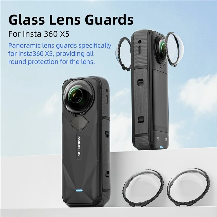 AMAGISN Protector de Lente para Insta360 X5 Cristal Resistente a Rayones Desmontable Accesorio Estándar