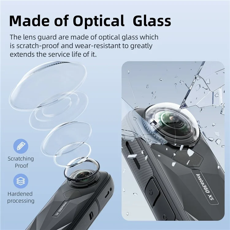 AMAGISN Protector de Lente para Insta360 X5 Cristal Resistente a Rayones Desmontable Accesorio Estándar