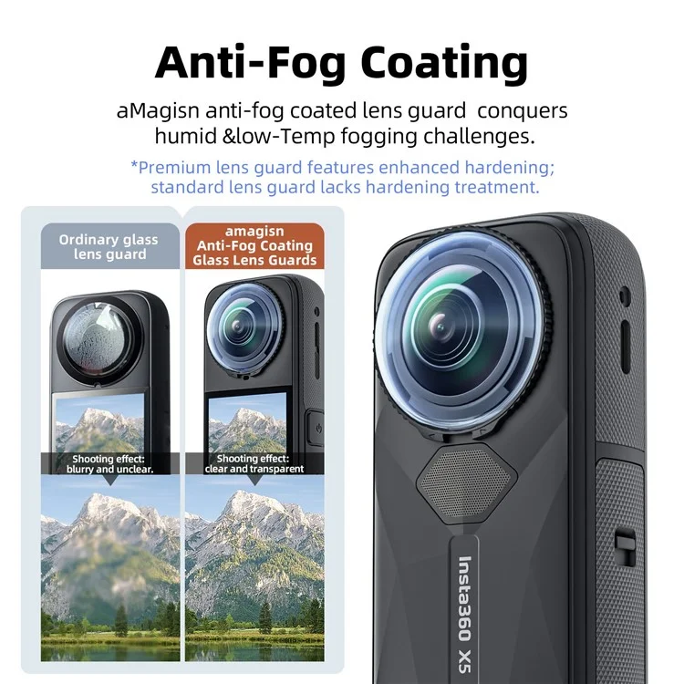 AMAGISN Protector de Lente para Insta360 X5 Cristal Resistente a Rayones Desmontable Accesorio Estándar