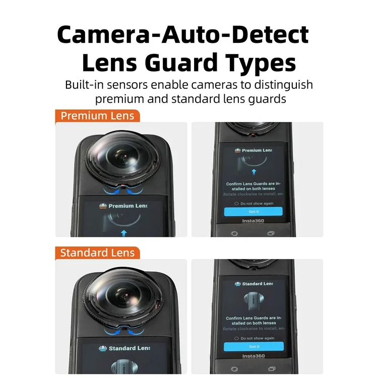 AMAGISN Protector de Lente para Insta360 X5 Cristal Resistente a Rayones Desmontable Accesorio Estándar