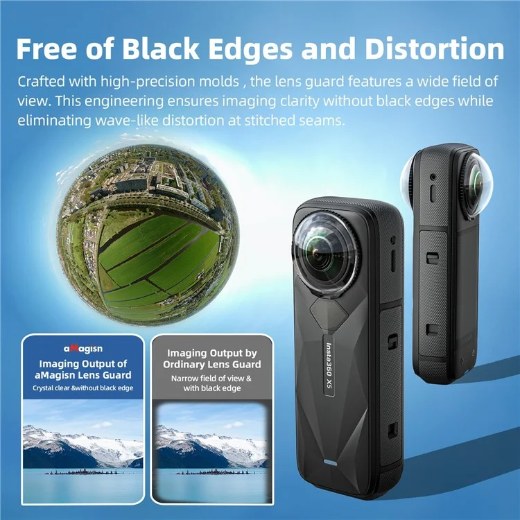 AMAGISN Protector de Lente para Insta360 X5 Cristal Resistente a Rayones Desmontable Accesorio Estándar
