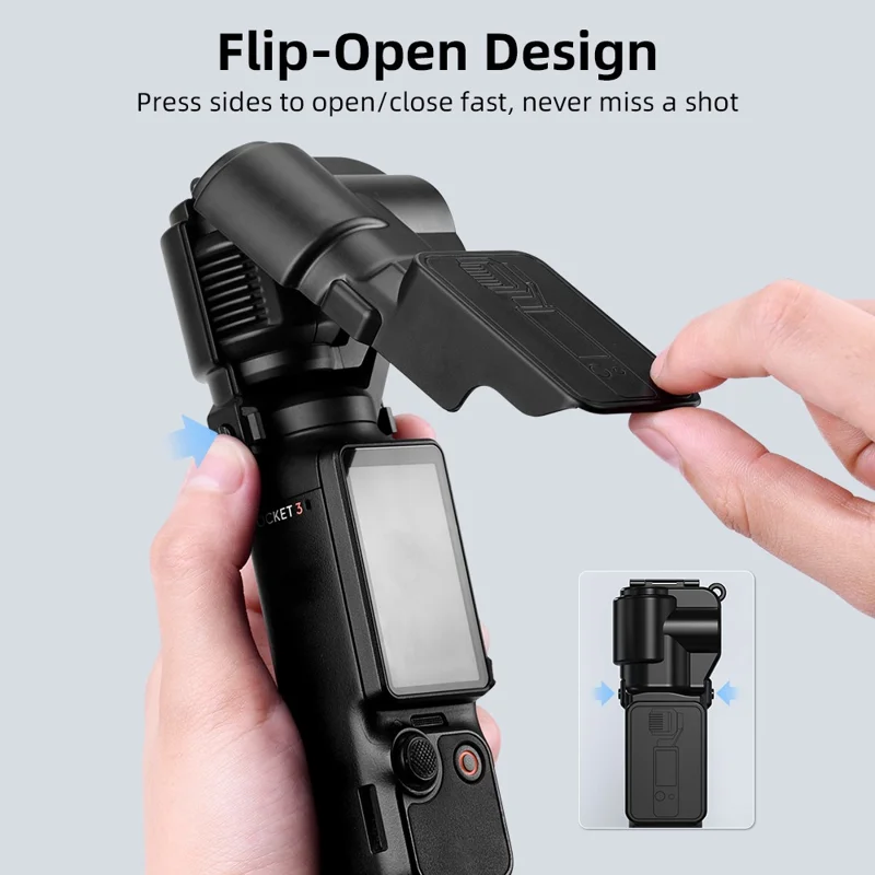 Für DJI Osmo Pocket 3 Kamera Schutzhülle Stoßdämpfende Linsen-Bildschirm Klapp-Design Hülle - Schwarz