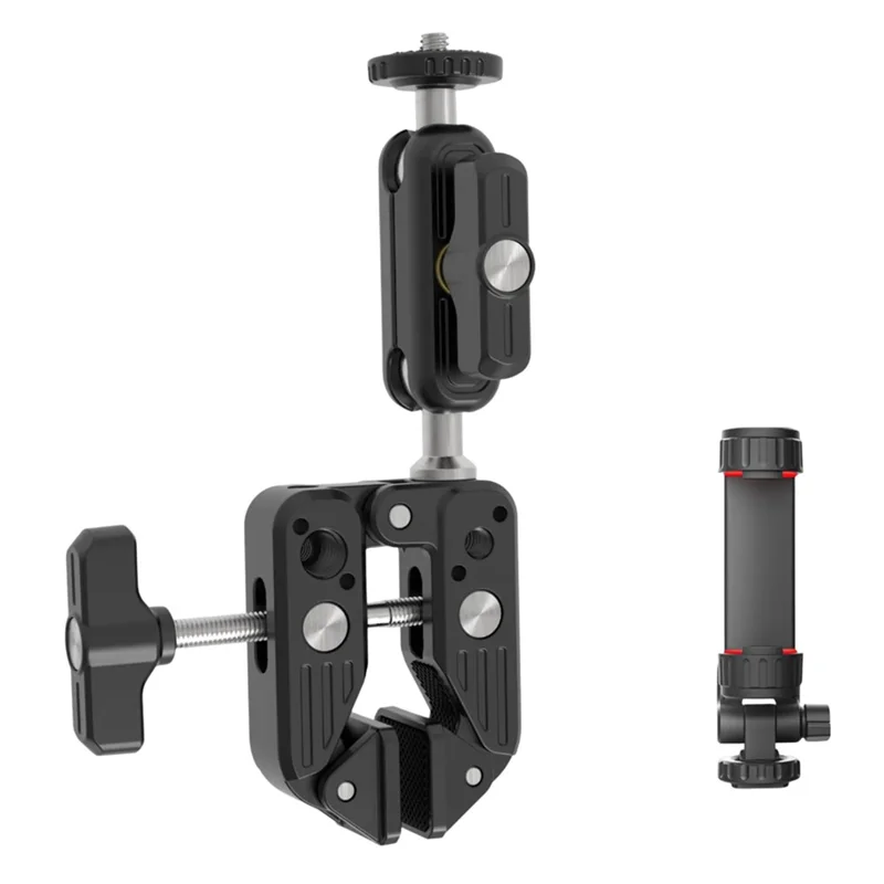 JMARY MS-90 Super Clamp for Action Cameras with Phone  /  Camera Clamp Mount Magic Arm Double Ball Head Adapter