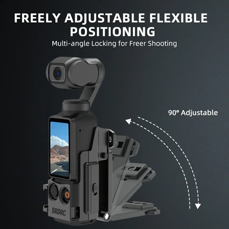 BRDRC Pour DJI Osmo Pocket 3 Clip magnétique dorsal Conception à deux griffes Positionnement réglable avec support à griffe froide - Noir