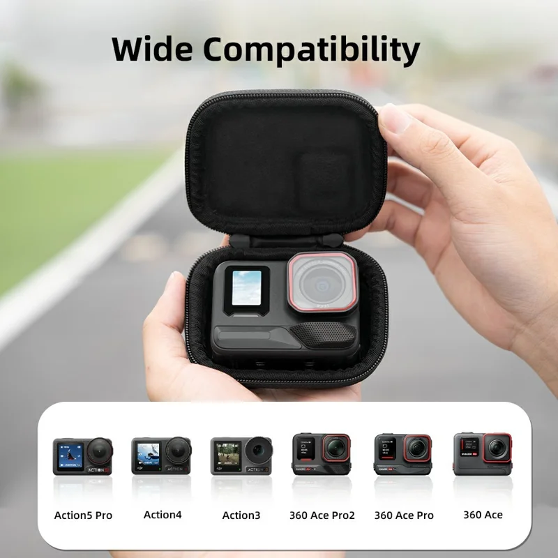 FLYMILE Mini Borsa da Trasporto per DJI Osmo Action 3 / 4 / 5 Pro / Ace Pro 1 / 2 / Gopro Custodia Antiurto - Rosa