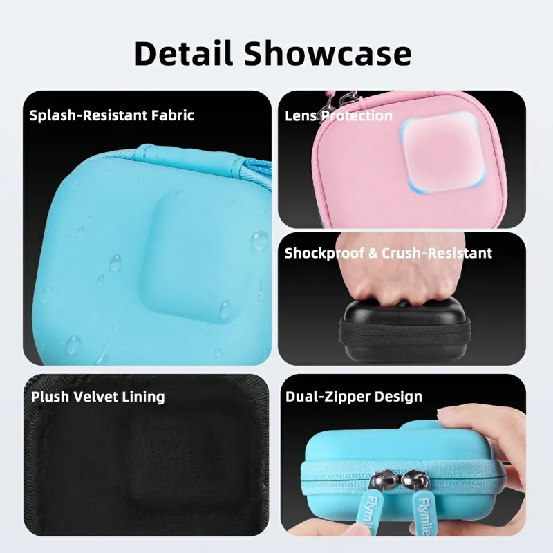 FLYMILE Mini Borsa da Trasporto per DJI Osmo Action 3 / 4 / 5 Pro / Ace Pro 1 / 2 / Gopro Custodia Antiurto - Rosa