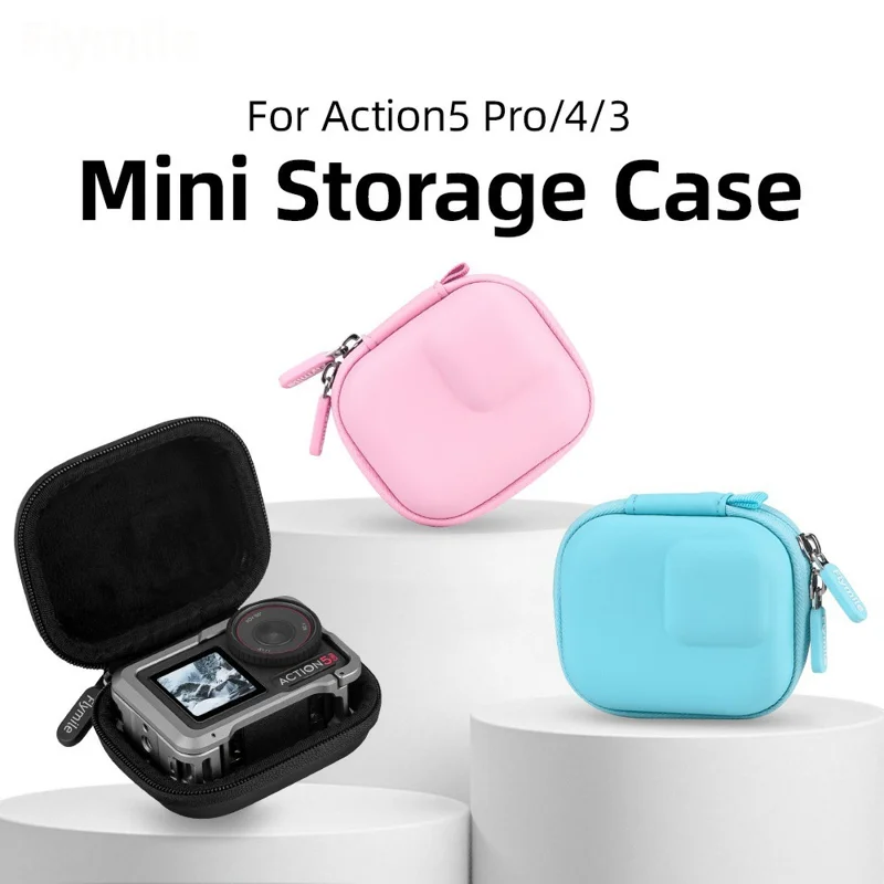 FLYMILE Mini Borsa da Trasporto per DJI Osmo Action 3 / 4 / 5 Pro / Ace Pro 1 / 2 / Gopro Custodia Antiurto - Rosa