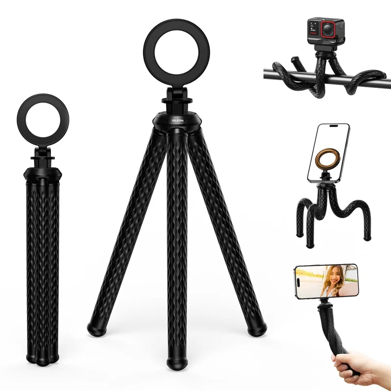 TELESIN P3-FM-02 Magnetischer Telefon-Stativ Flexibler Oktopus Desktop Ständer Verstellbarer Winkel