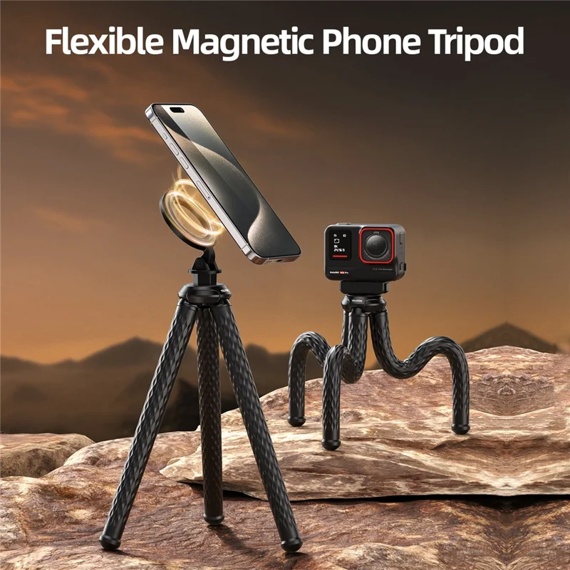 TELESIN P3-FM-02 Magnetischer Telefon-Stativ Flexibler Oktopus Desktop Ständer Verstellbarer Winkel