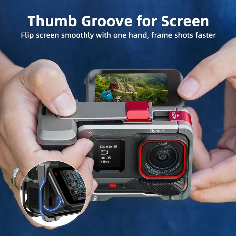 FLYMILE Für Insta360 Ace Pro / Ace Pro 2 Kamera-Käfig Aluminium-Legierung Griff Street Set Kamera-Zubehör