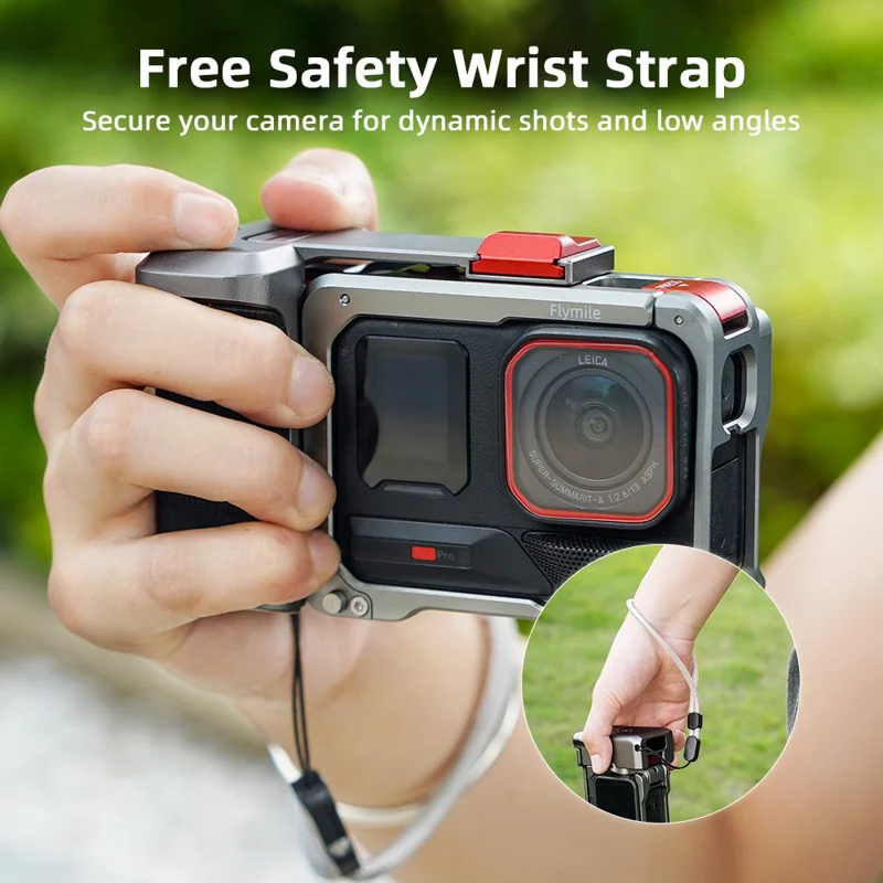 FLYMILE Für Insta360 Ace Pro / Ace Pro 2 Kamera-Käfig Aluminium-Legierung Griff Street Set Kamera-Zubehör