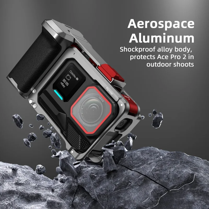 FLYMILE Für Insta360 Ace Pro / Ace Pro 2 Kamera-Käfig Aluminium-Legierung Griff Street Set Kamera-Zubehör