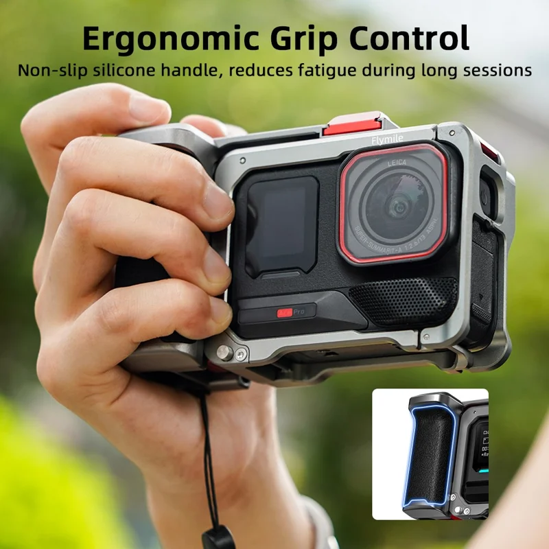 FLYMILE Für Insta360 Ace Pro / Ace Pro 2 Kamera-Käfig Aluminium-Legierung Griff Street Set Kamera-Zubehör