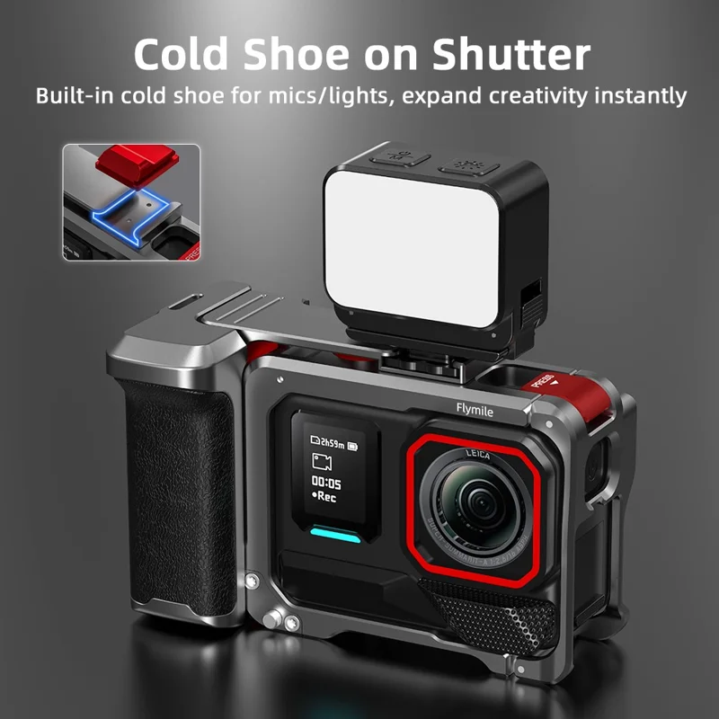 FLYMILE Für Insta360 Ace Pro / Ace Pro 2 Kamera-Käfig Aluminium-Legierung Griff Street Set Kamera-Zubehör