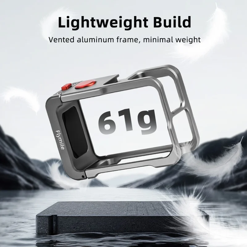 FLYMILE Kamera-Käfig für DJI Osmo Action 5 Pro / Action 4 / Action 3 Metallschutzrahmen Befestigungen Käfighalterung
