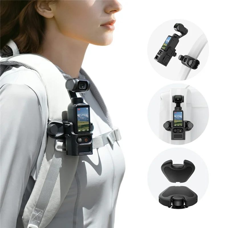 TELESIN S3-JFM-02-TDJ Supporto a sgancio rapido per zaino DJI Osmo Pocket 3 con clip di fissaggio per doppia borsa a tracolla