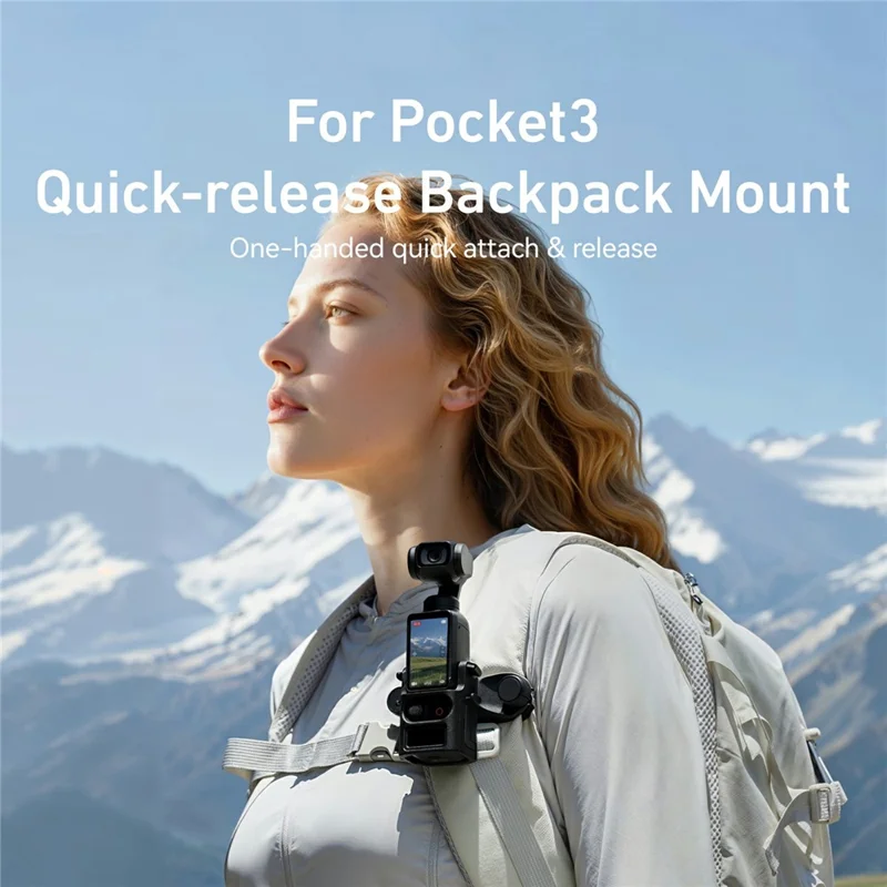 TELESIN S3-JFM-02-TDJ Supporto a sgancio rapido per zaino DJI Osmo Pocket 3 con clip di fissaggio per doppia borsa a tracolla