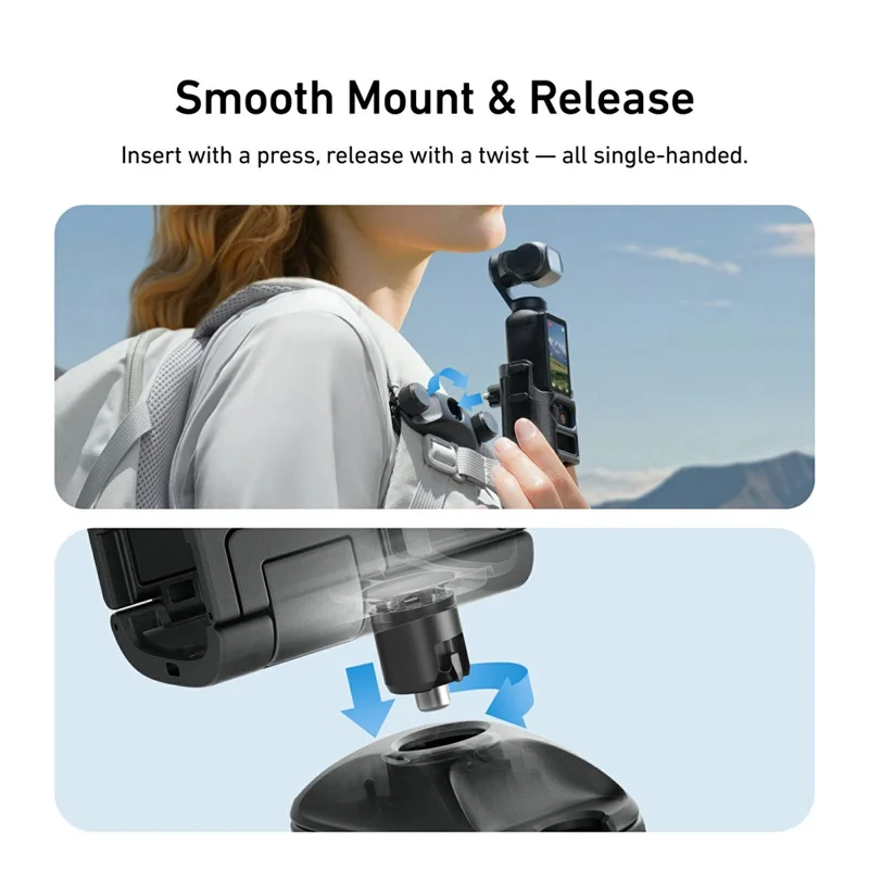 TELESIN S3-JFM-02-TDJ Supporto a sgancio rapido per zaino DJI Osmo Pocket 3 con clip di fissaggio per doppia borsa a tracolla