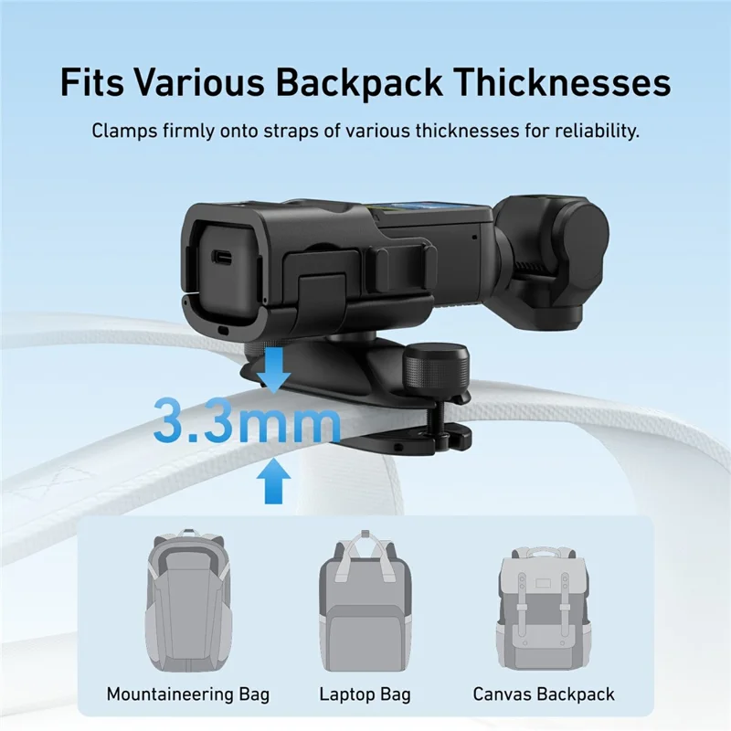 TELESIN S3-JFM-02-TDJ Supporto a sgancio rapido per zaino DJI Osmo Pocket 3 con clip di fissaggio per doppia borsa a tracolla