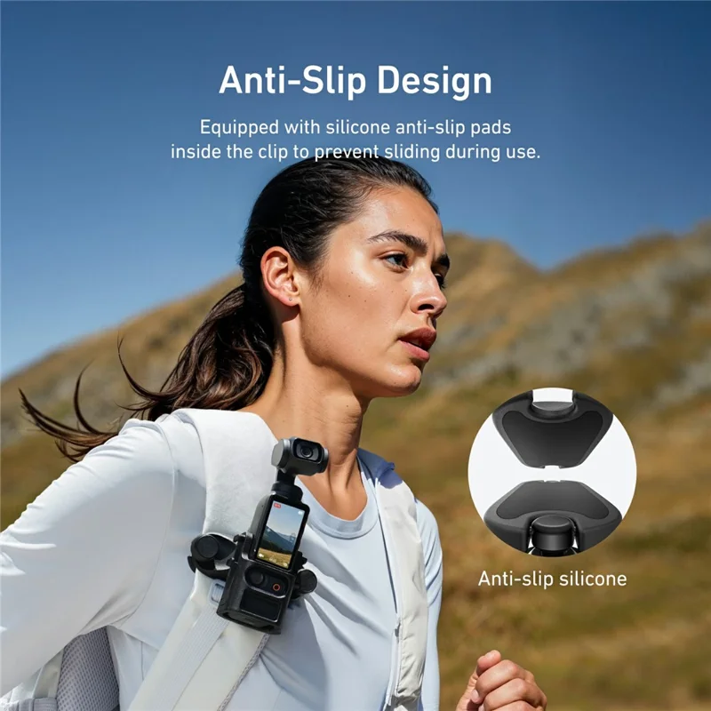 TELESIN S3-JFM-02-TDJ Supporto a sgancio rapido per zaino DJI Osmo Pocket 3 con clip di fissaggio per doppia borsa a tracolla