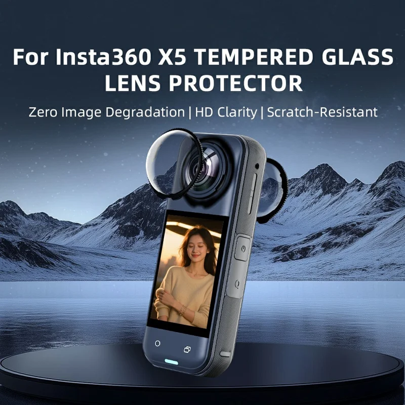 Per Insta360 X5 Protezione Lente in Vetro Temperato 2Pz Copertura Lente in Vetro Ottico HD con Rivestimento Anti-Riflesso a Più Strati