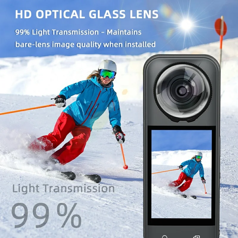 Per Insta360 X5 Protezione Lente in Vetro Temperato 2Pz Copertura Lente in Vetro Ottico HD con Rivestimento Anti-Riflesso a Più Strati