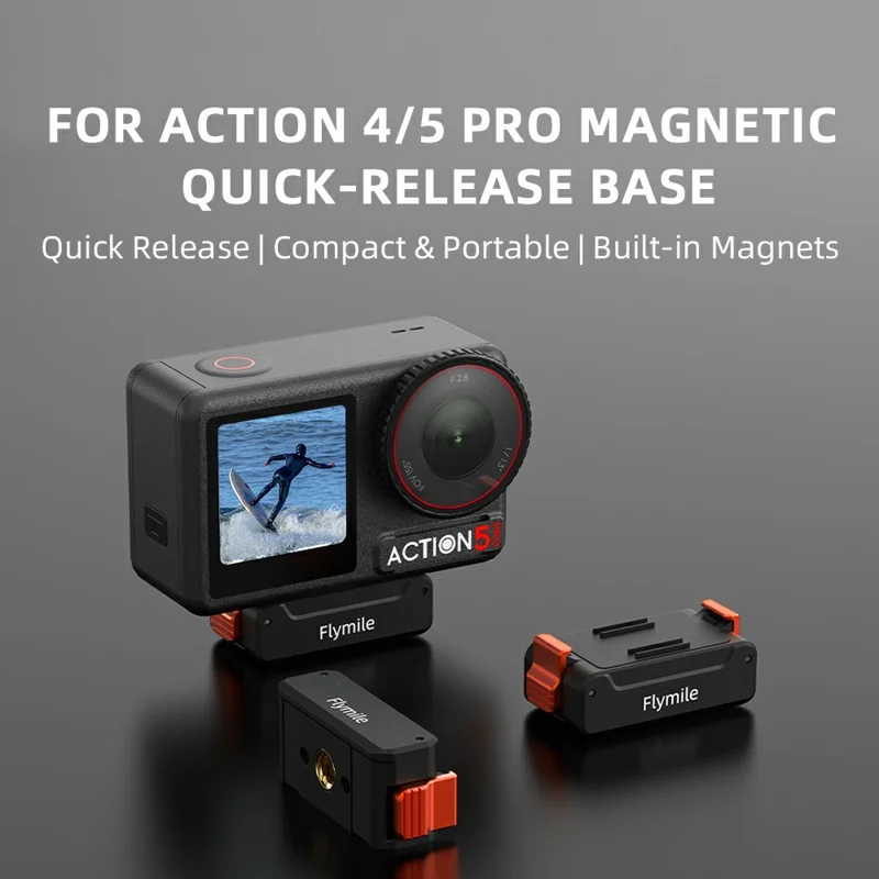 FLYMILE For DJI Osmo Action 5 Pro / 4 / 3 Quick Release Base Magnetic Mount Adapter