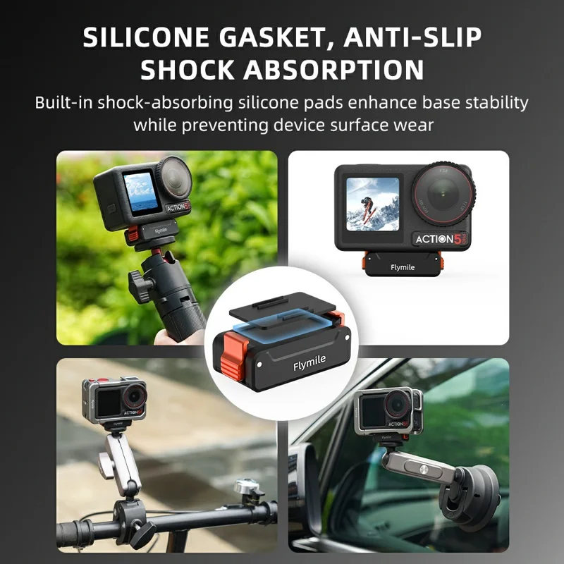 FLYMILE For DJI Osmo Action 5 Pro / 4 / 3 Quick Release Base Magnetic Mount Adapter