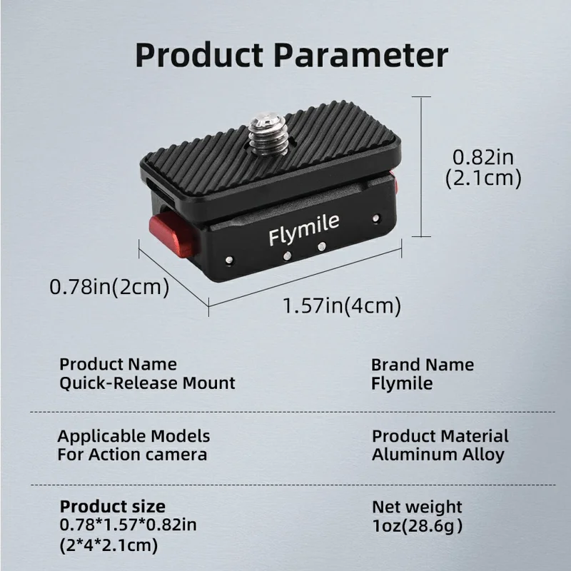 FLYMILE Quick Release Base For Insta360 Ace / Ace Pro / Ace Pro 2 / X5 / X4 / X3 / X2 Magnetic 1 / 4 Folding Mount Adapter Kit