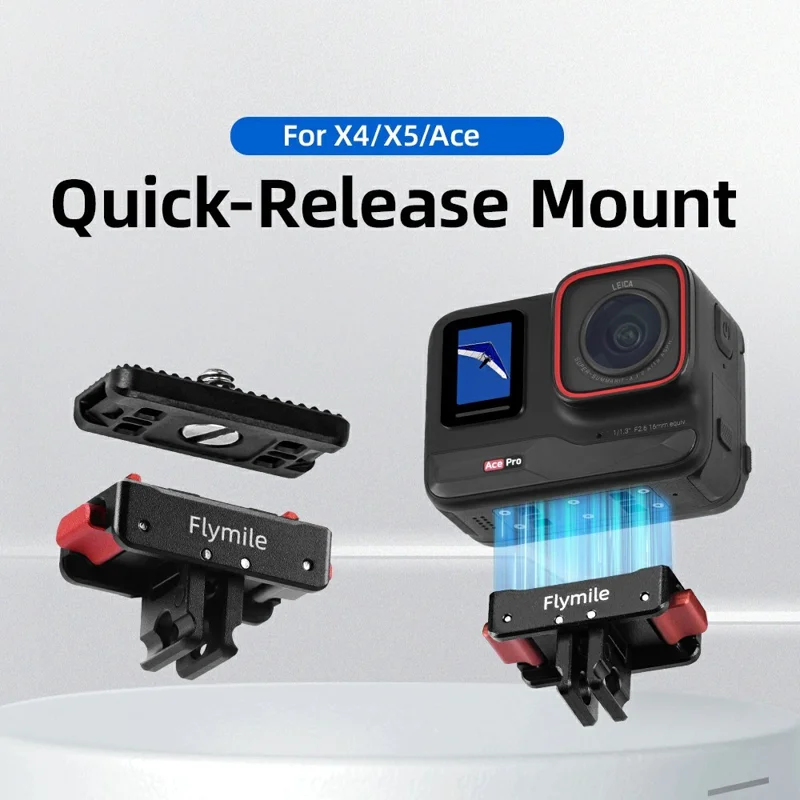 FLYMILE Quick Release Base For Insta360 Ace / Ace Pro / Ace Pro 2 / X5 / X4 / X3 / X2 Magnetic 1 / 4 Folding Mount Adapter Kit