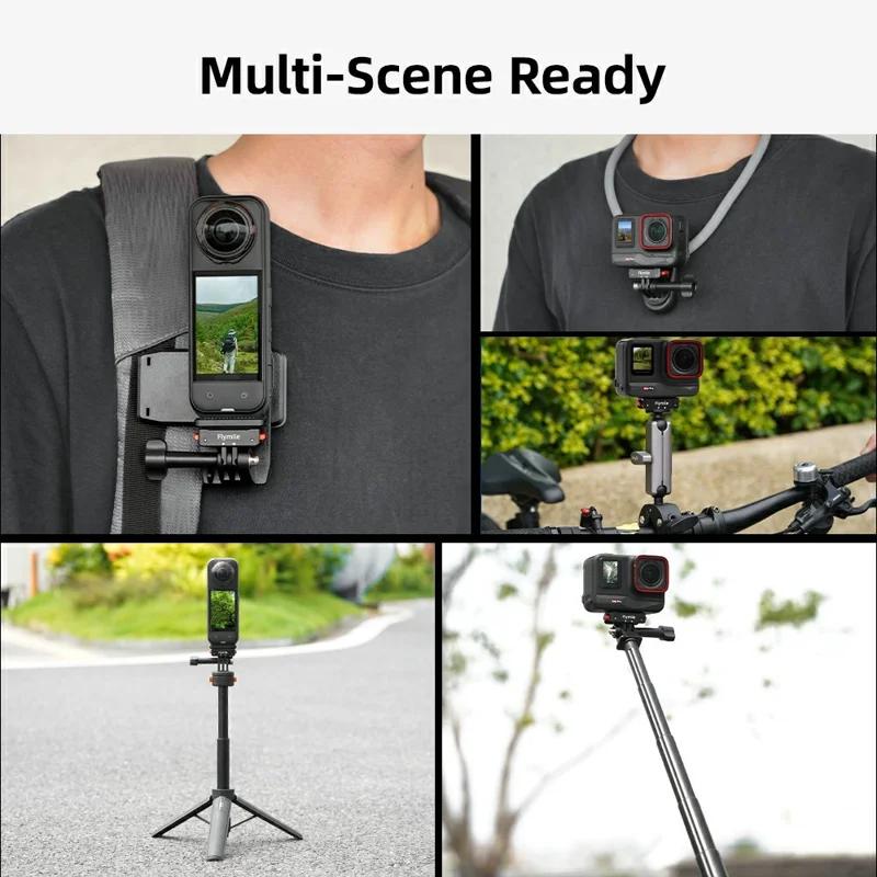 FLYMILE Quick Release Base For Insta360 Ace / Ace Pro / Ace Pro 2 / X5 / X4 / X3 / X2 Magnetic 1 / 4 Folding Mount Adapter Kit
