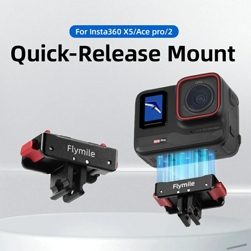 FLYMILE Magnetic Quick Release Base For Insta360 Ace / Ace Pro / Ace Pro 2 / X5 / X4 / X3 / X2 Aluminum Alloy Two-Claw Mount