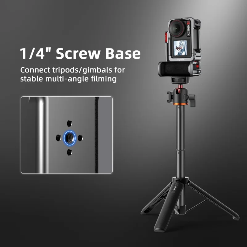 FLYMILE Empuñadura de Cámara de Acción para DJI Osmo Action 5 Pro / 4 / 3 Jaula para Conejo con Botón de Disparo y Correa de Mano