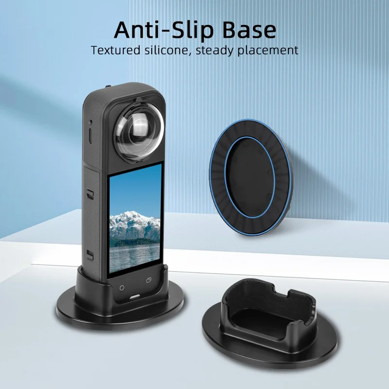 FLYMILE Für Insta360 X5 Actionkamera Rutschfeste Plastikbasis Tragbarer Ständer zum Aufladen im Hochformat