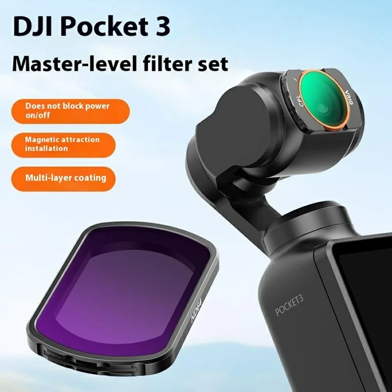 VRIG FT-04 6Pcs For DJI Osmo Pocket 3 Magnetic Quick Release Filter Set with CPL ND8 ND16 ND32 ND64 1 / 4 Black Diffusion Filter