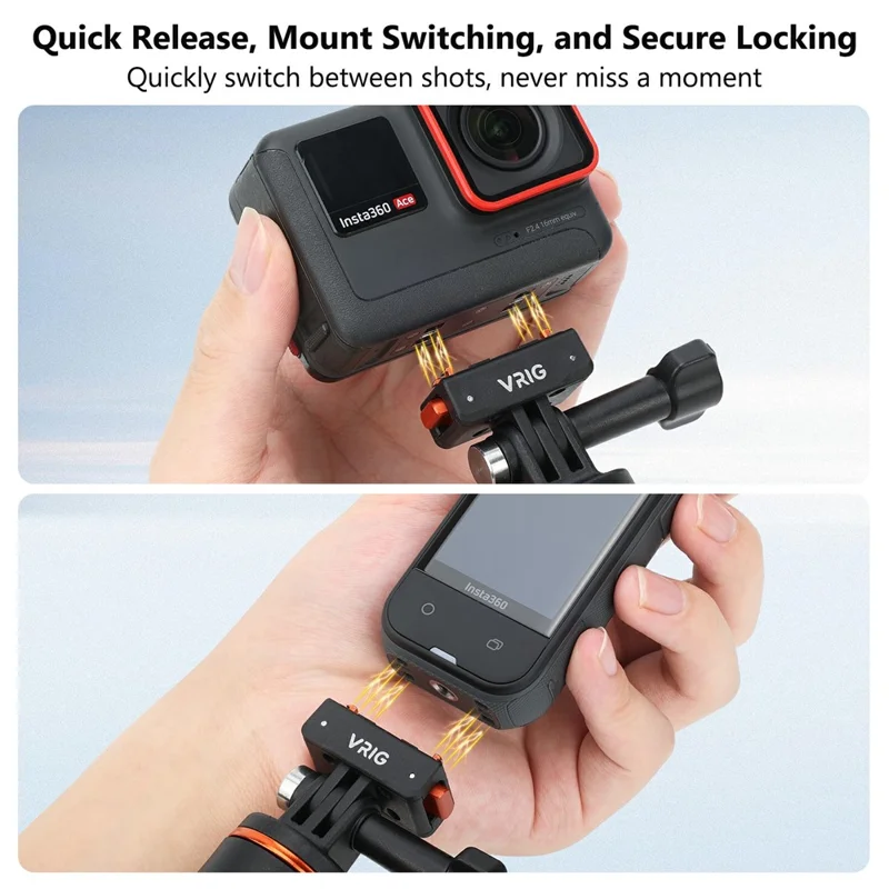 VRIG AC-41 Adaptador Anti-Vibração para Câmera, Compatível com Insta360 Ace Pro 2 / Ace Pro / Ace / X5 e Suporte GoPro